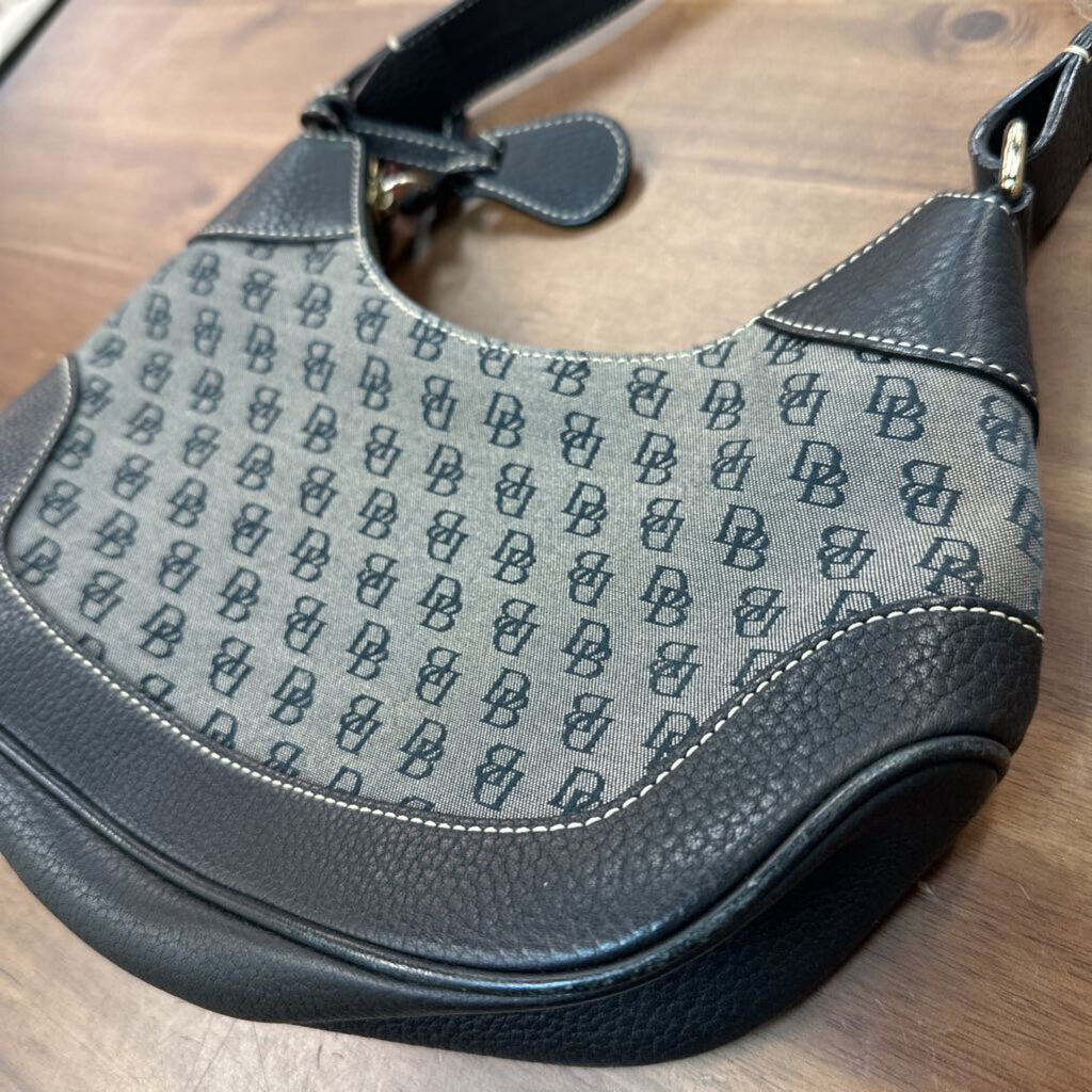 Dooney and Bourke Black Leather/ Canvas Logo Print Purse