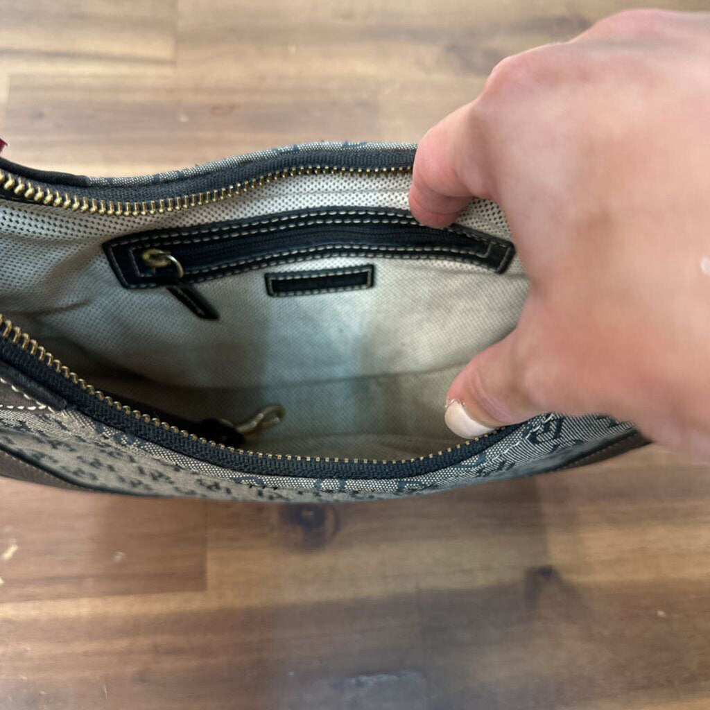 Dooney and Bourke Black Leather/ Canvas Logo Print Purse