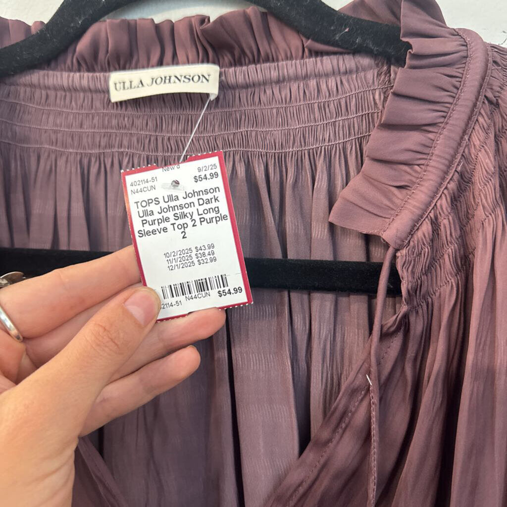 Ulla Johnson Dark Purple Silky Long Sleeve Top 2