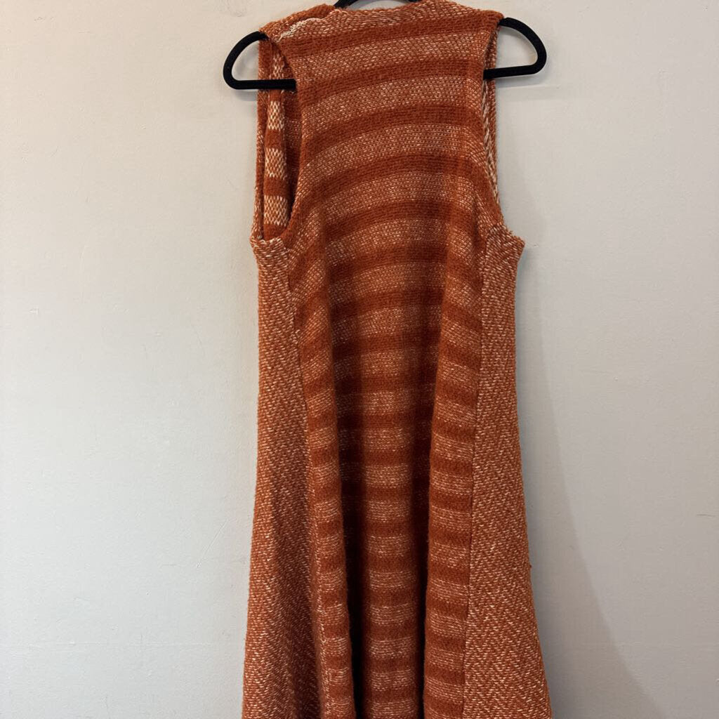 Free People Orange/ Cream Knit Vest Duster Extra Small