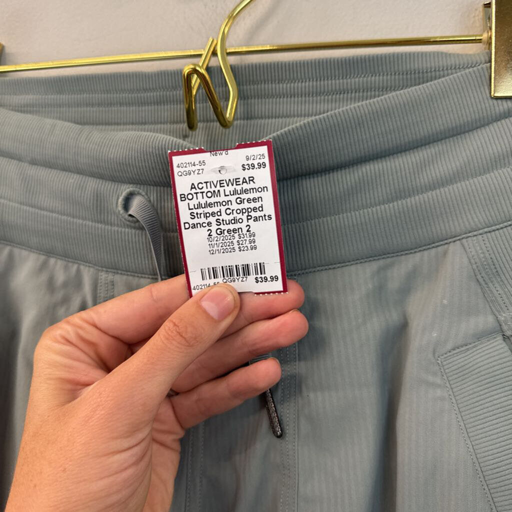 Lululemon Green Striped Cropped Dance Studio Pants 2