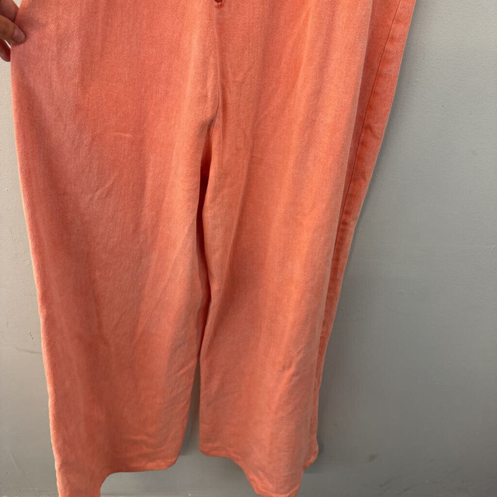 Vici Salmon Pink Denim Wide Leg Jumpsuit Large