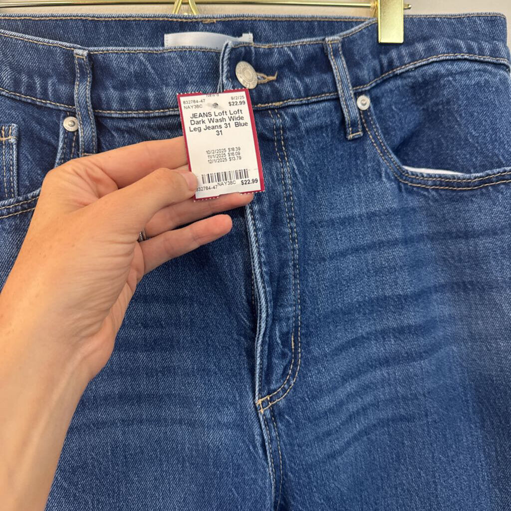 Loft Dark Wash Wide Leg Jeans 31