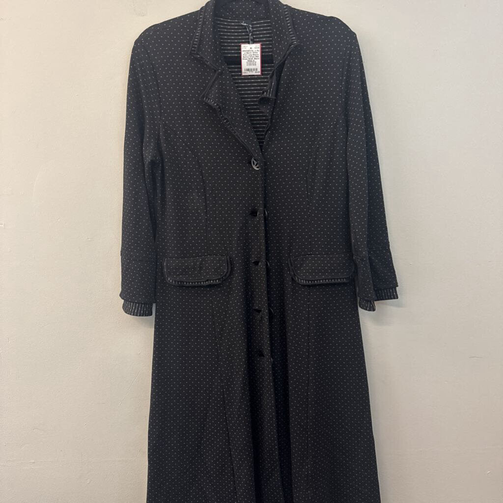 By JJ Black/ White Print Long Sleeve Button Down Midi Dress Small