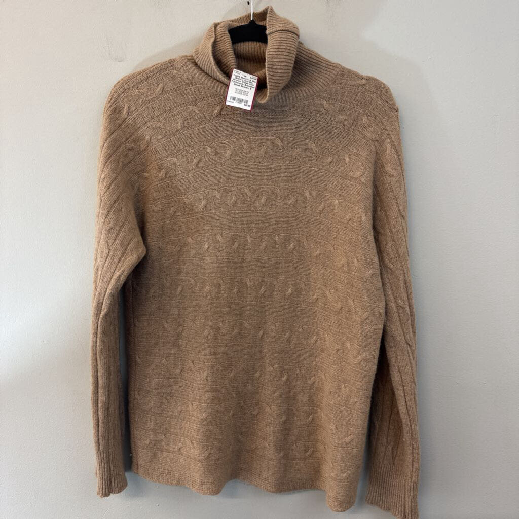 Bianco and Blu Brown Cable Knit Turtleneck Sweater Small