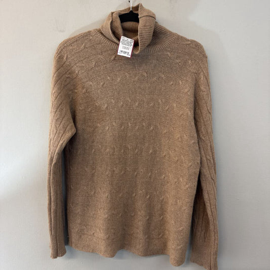 Bianco and Blu Brown Cable Knit Turtleneck Sweater Small