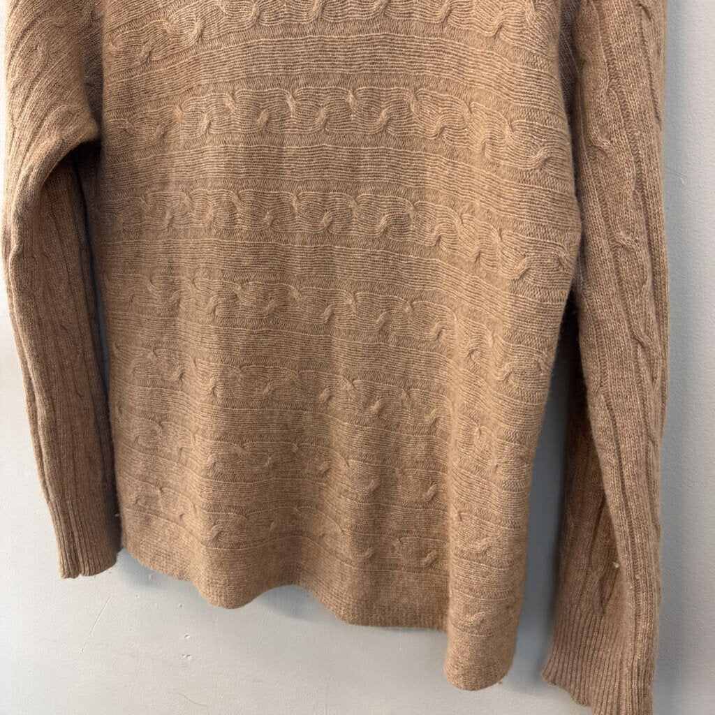 Bianco and Blu Brown Cable Knit Turtleneck Sweater Small