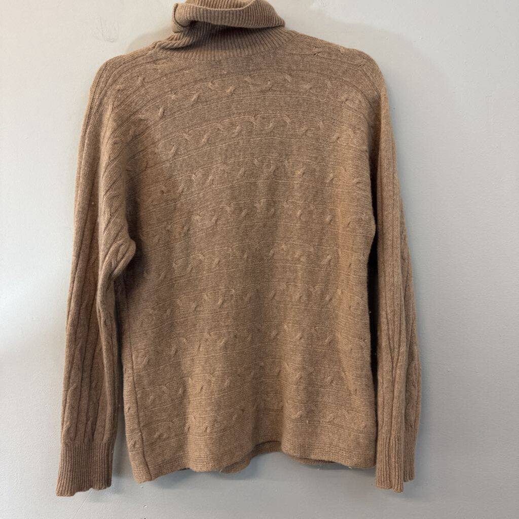 Bianco and Blu Brown Cable Knit Turtleneck Sweater Small