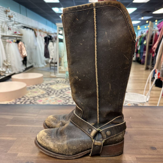 Corral Brown Distressed Leather Harness Western Boots 7.5