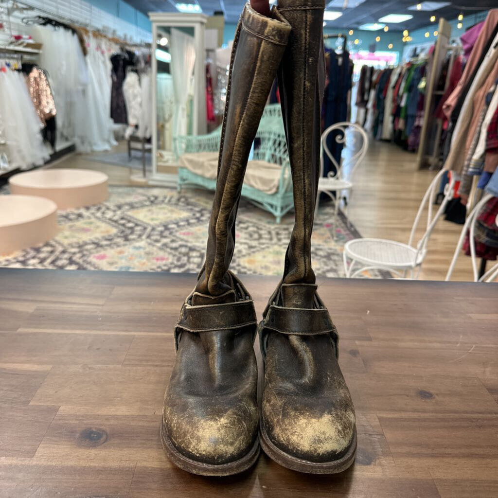 Corral Brown Distressed Leather Harness Western Boots 7.5