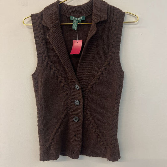 Ralph Lauren Brown Knit Button Front Sweater Vest Small
