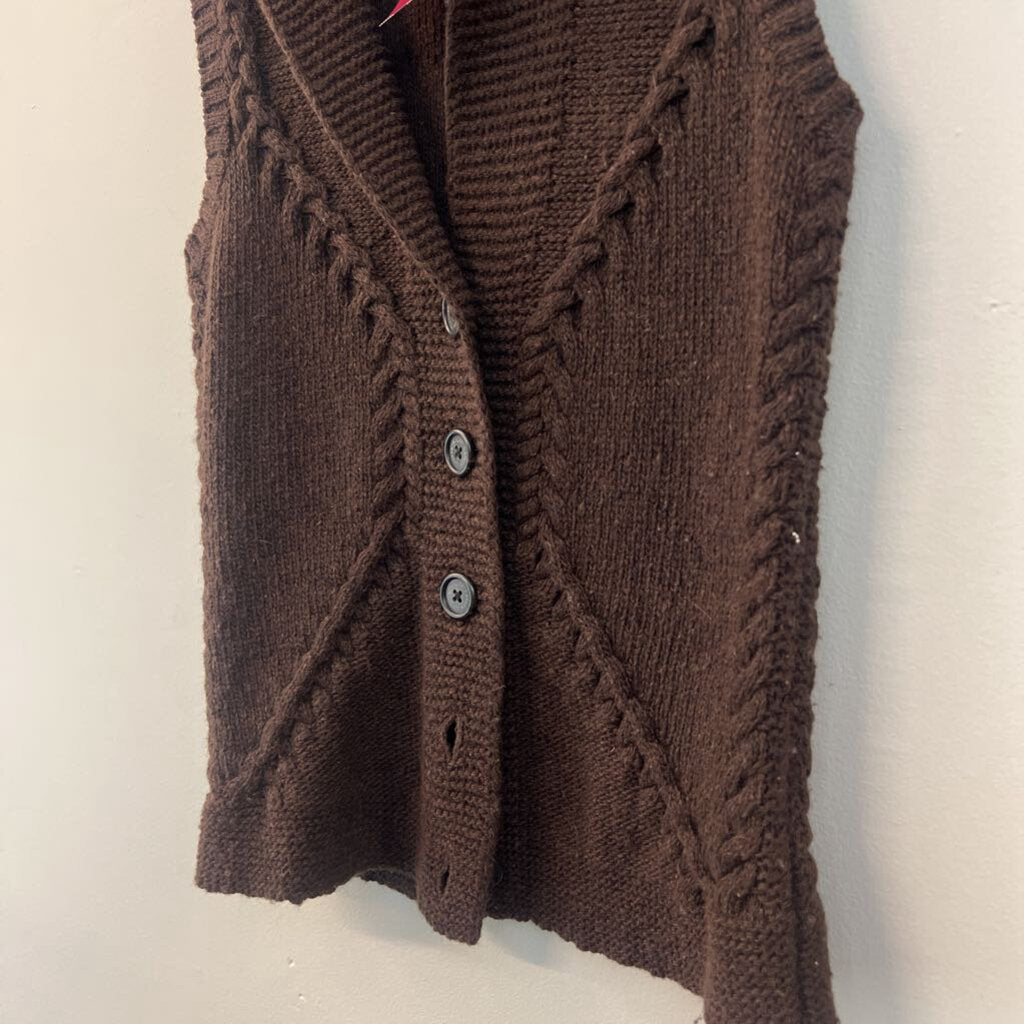 Ralph Lauren Brown Knit Button Front Sweater Vest Small