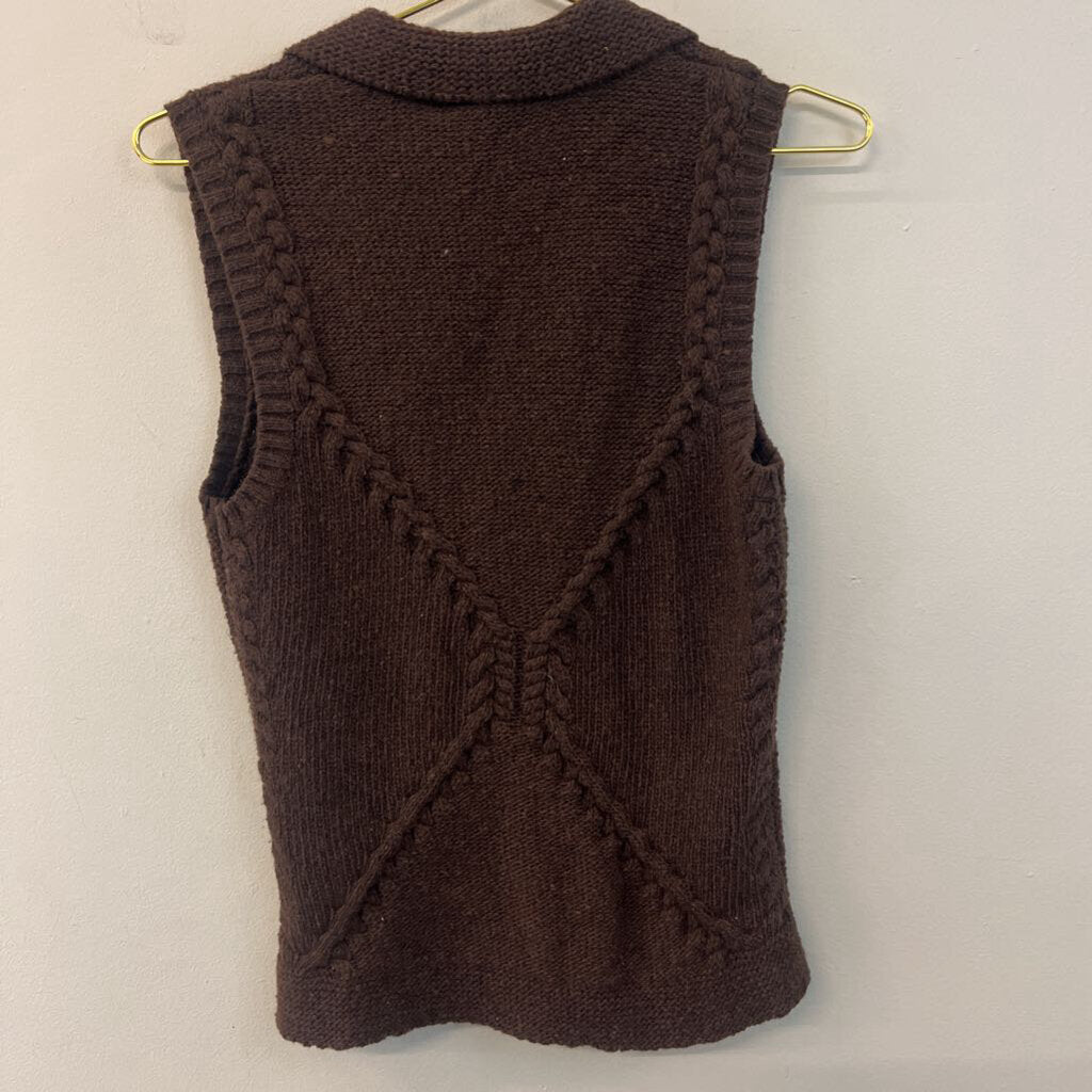 Ralph Lauren Brown Knit Button Front Sweater Vest Small