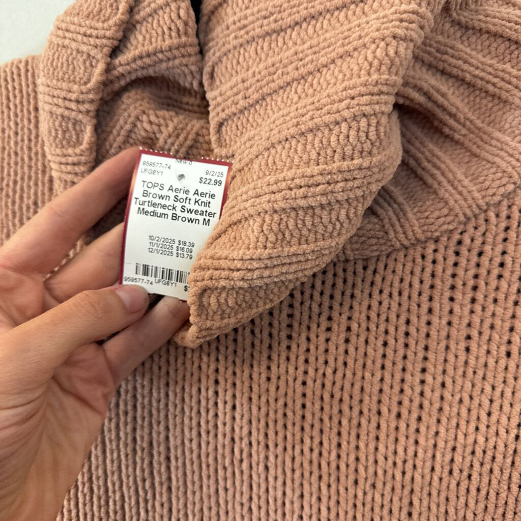 Aerie Brown Soft Knit Turtleneck Sweater Medium