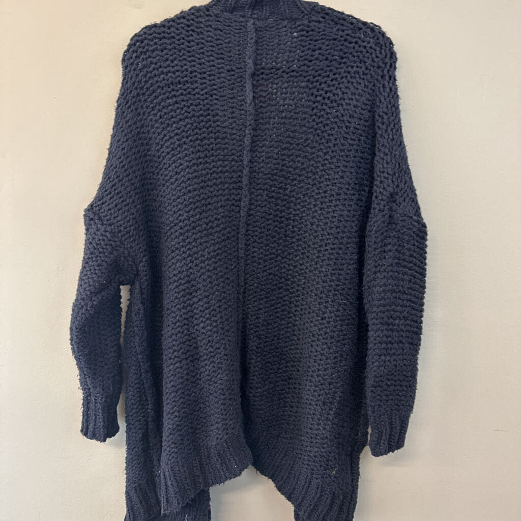 Free People Navy Knit Open Front Sweater Small