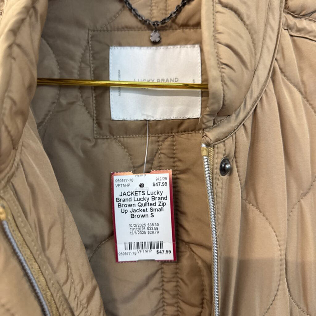 Lucky Brand Brown Quilted Zip Up Jacket Small
