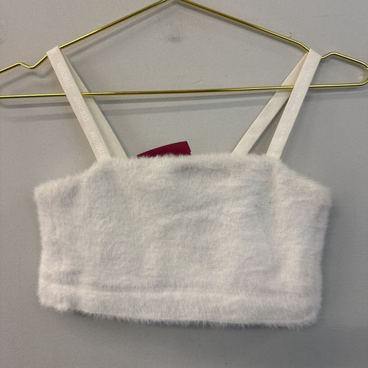 Gym Shark White Fuzzy Cropped Tank Top Extra Small