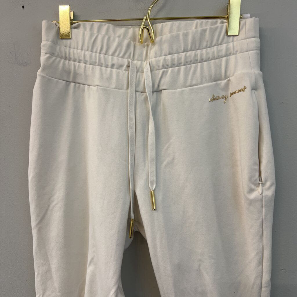 Gym Shark Whitney Simmons Cream Joggers/ Cropped Hoodie Set Extra Small