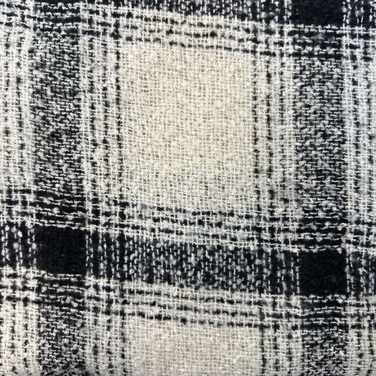 Cream/ Black Plaid Knit Blanket Scarf
