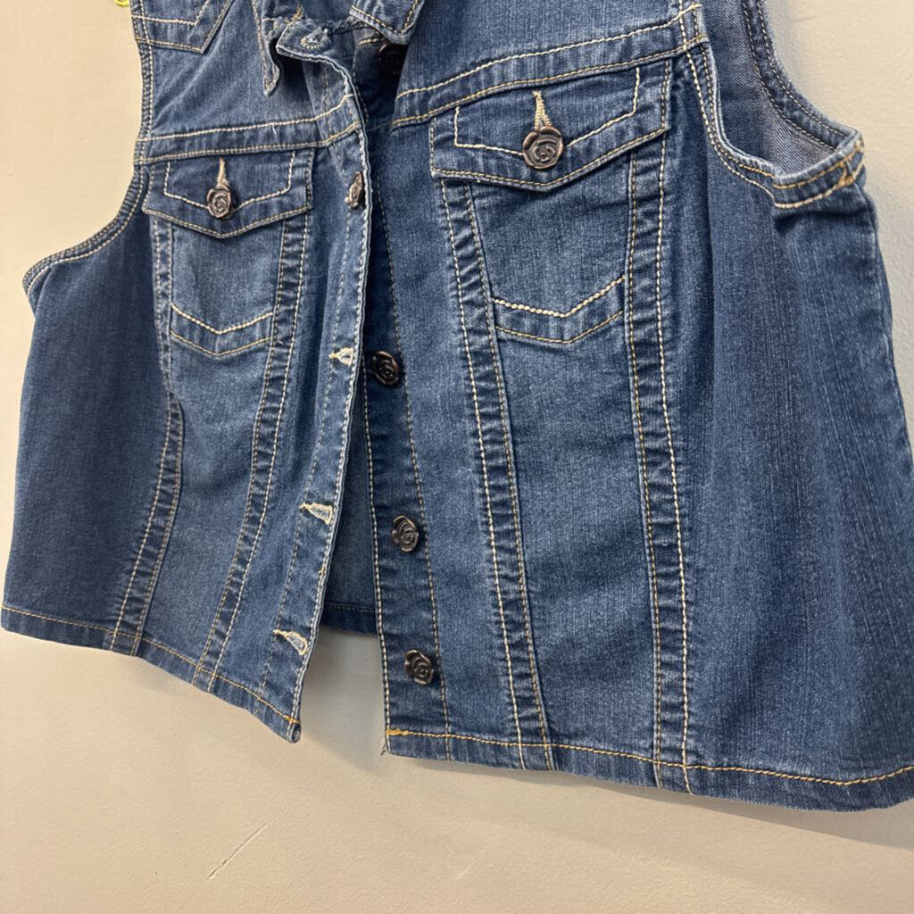 Oso Medium Wash Cropped Denim Vest Extra Large