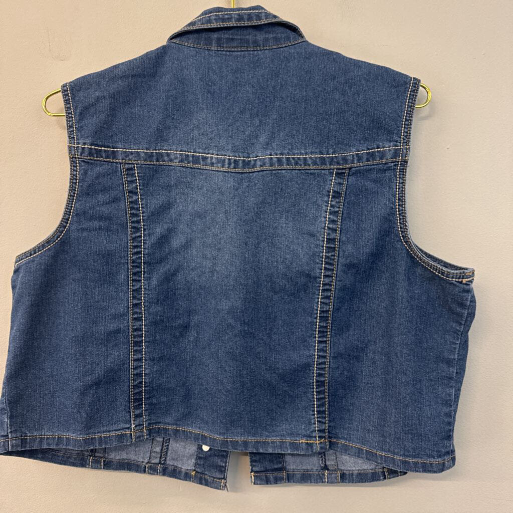 Oso Medium Wash Cropped Denim Vest Extra Large