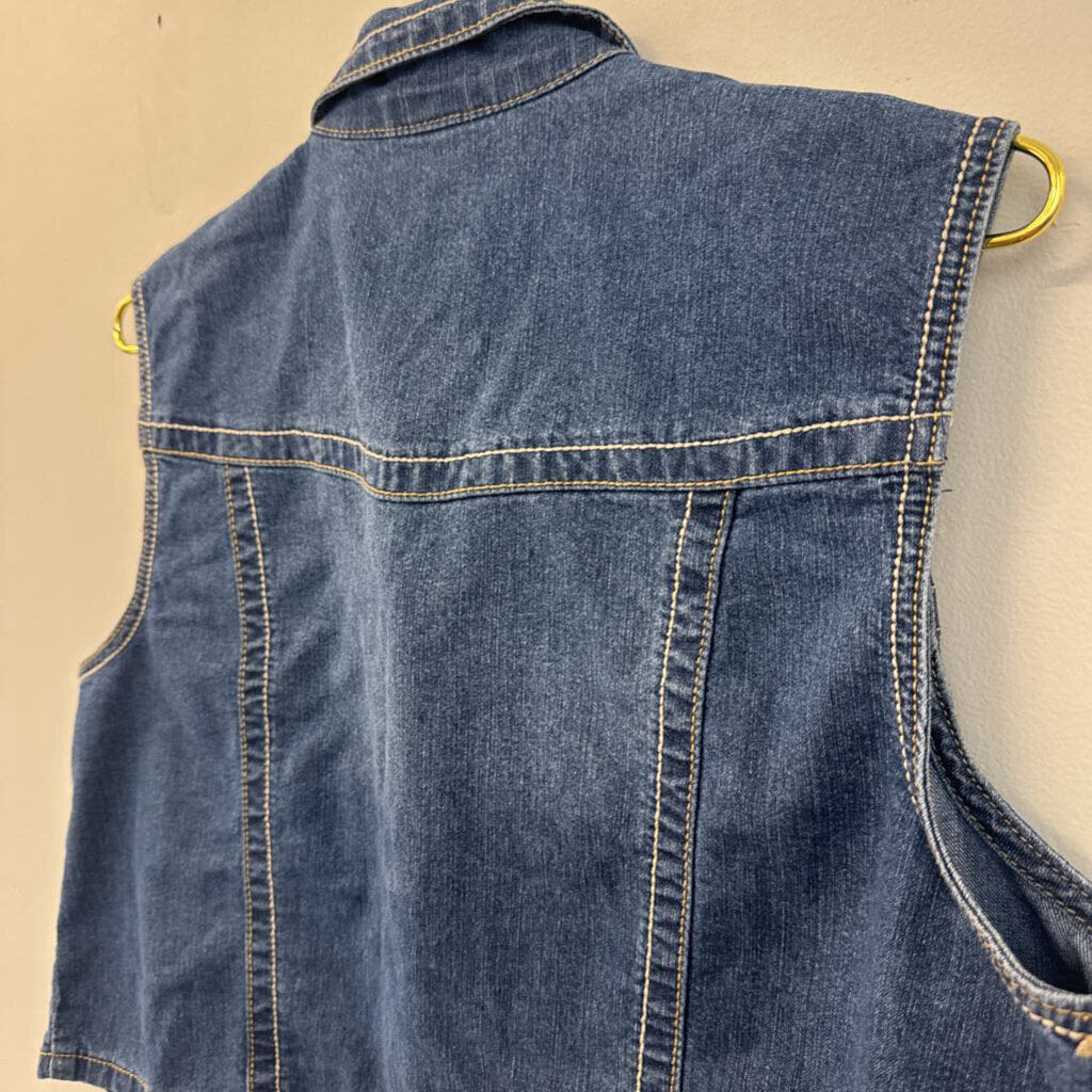 Oso Medium Wash Cropped Denim Vest Extra Large