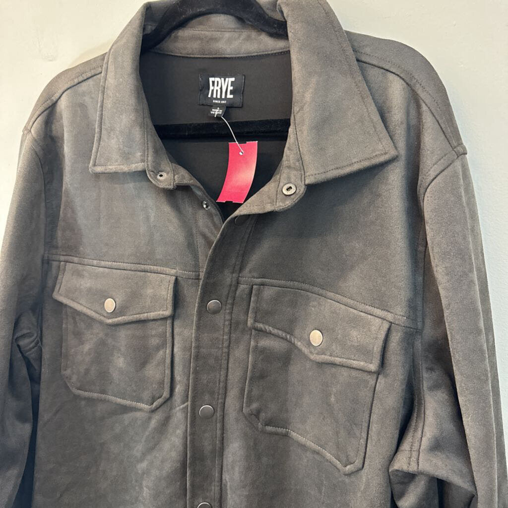 Frye Grey Suede Long Sleeve Shacket Large