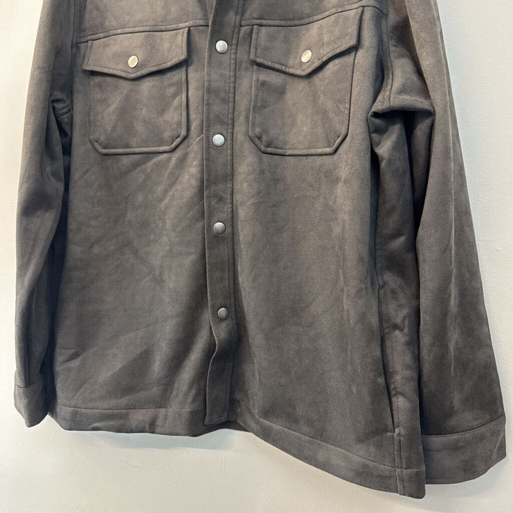 Frye Grey Suede Long Sleeve Shacket Large