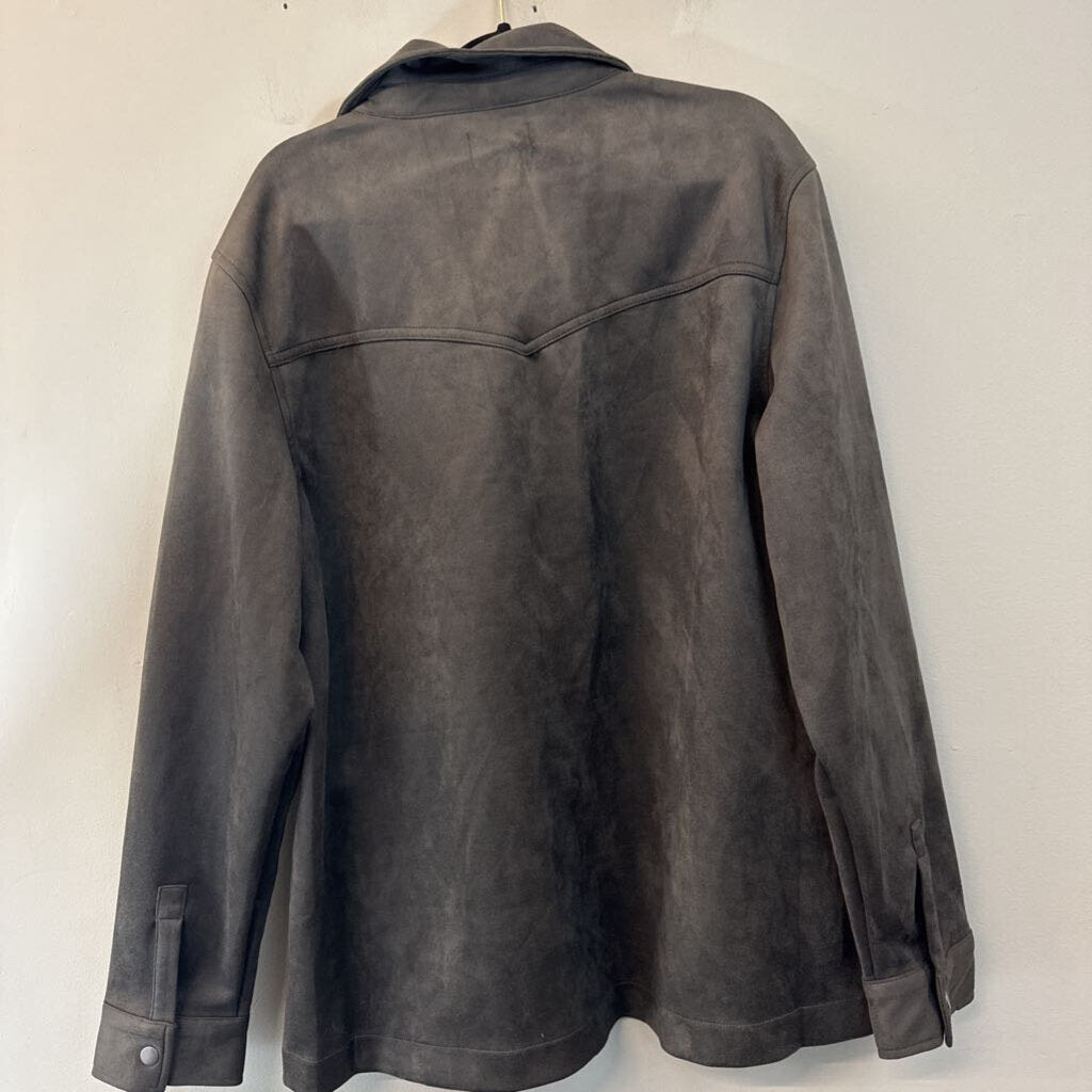 Frye Grey Suede Long Sleeve Shacket Large