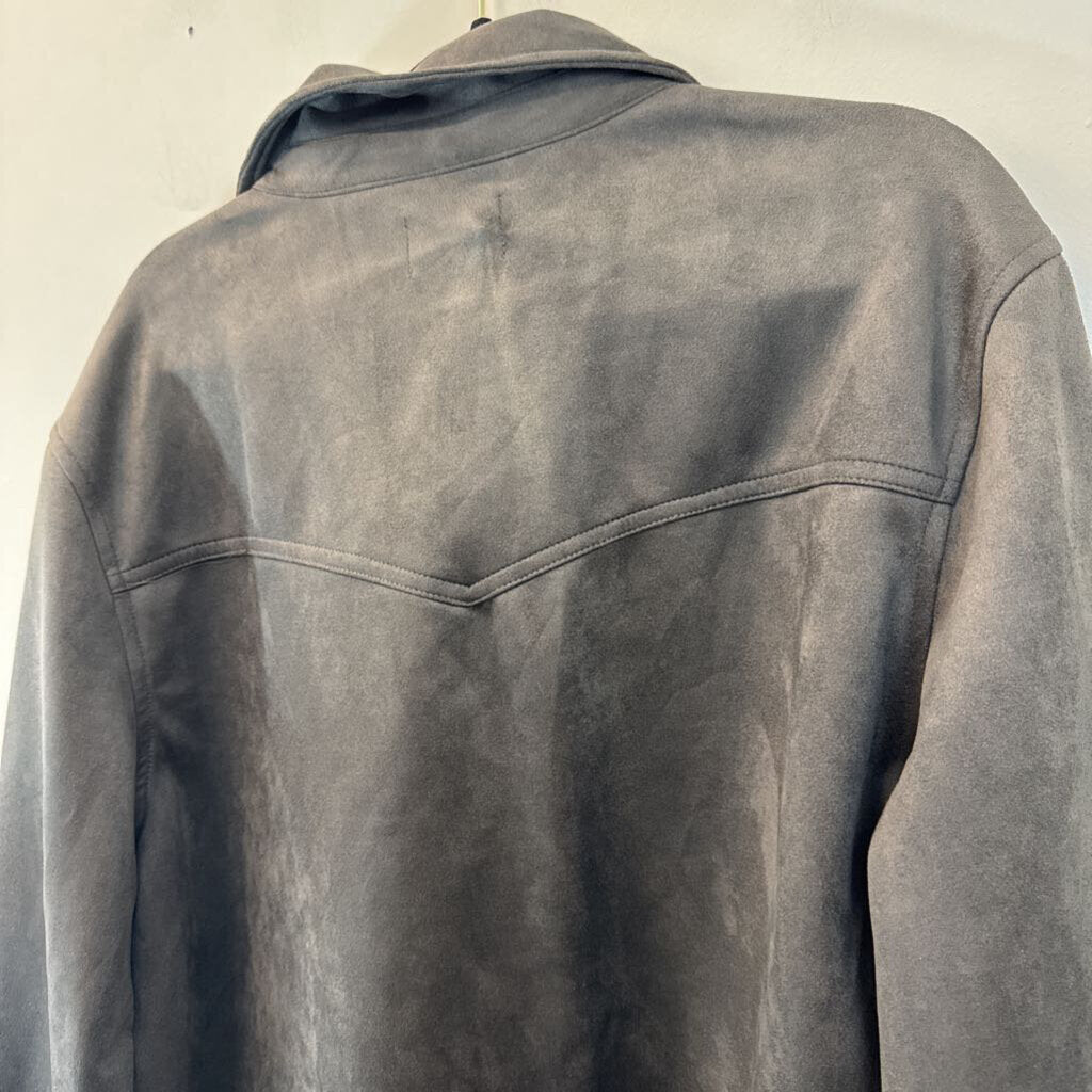 Frye Grey Suede Long Sleeve Shacket Large