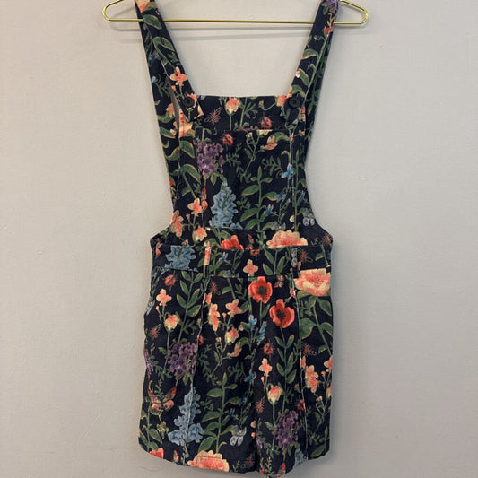 Cider Black Corduroy Print Overall Romper XXS