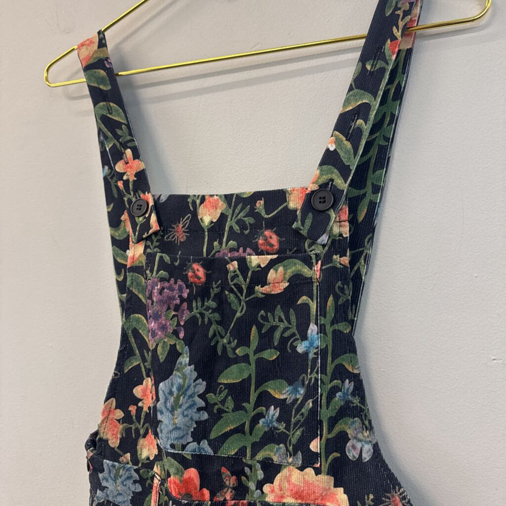 Cider Black Corduroy Print Overall Romper XXS