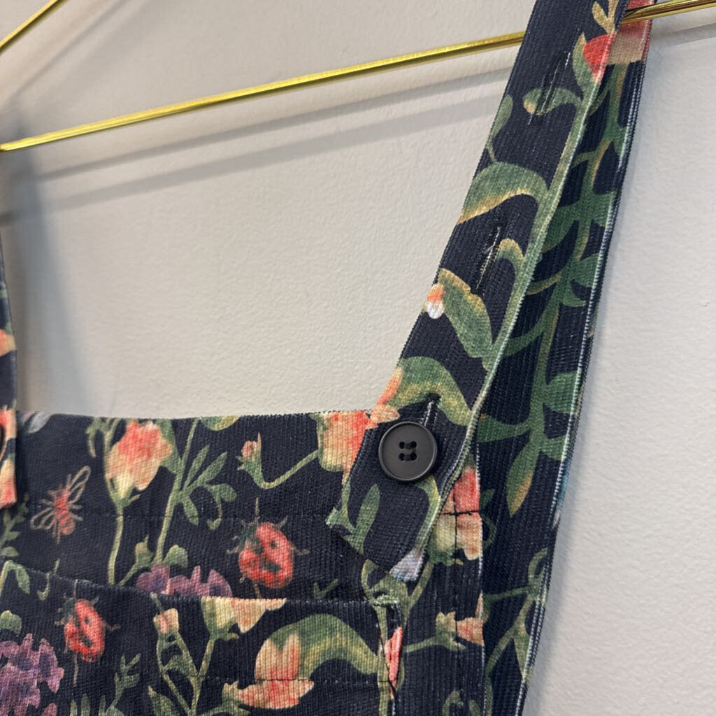 Cider Black Corduroy Print Overall Romper XXS