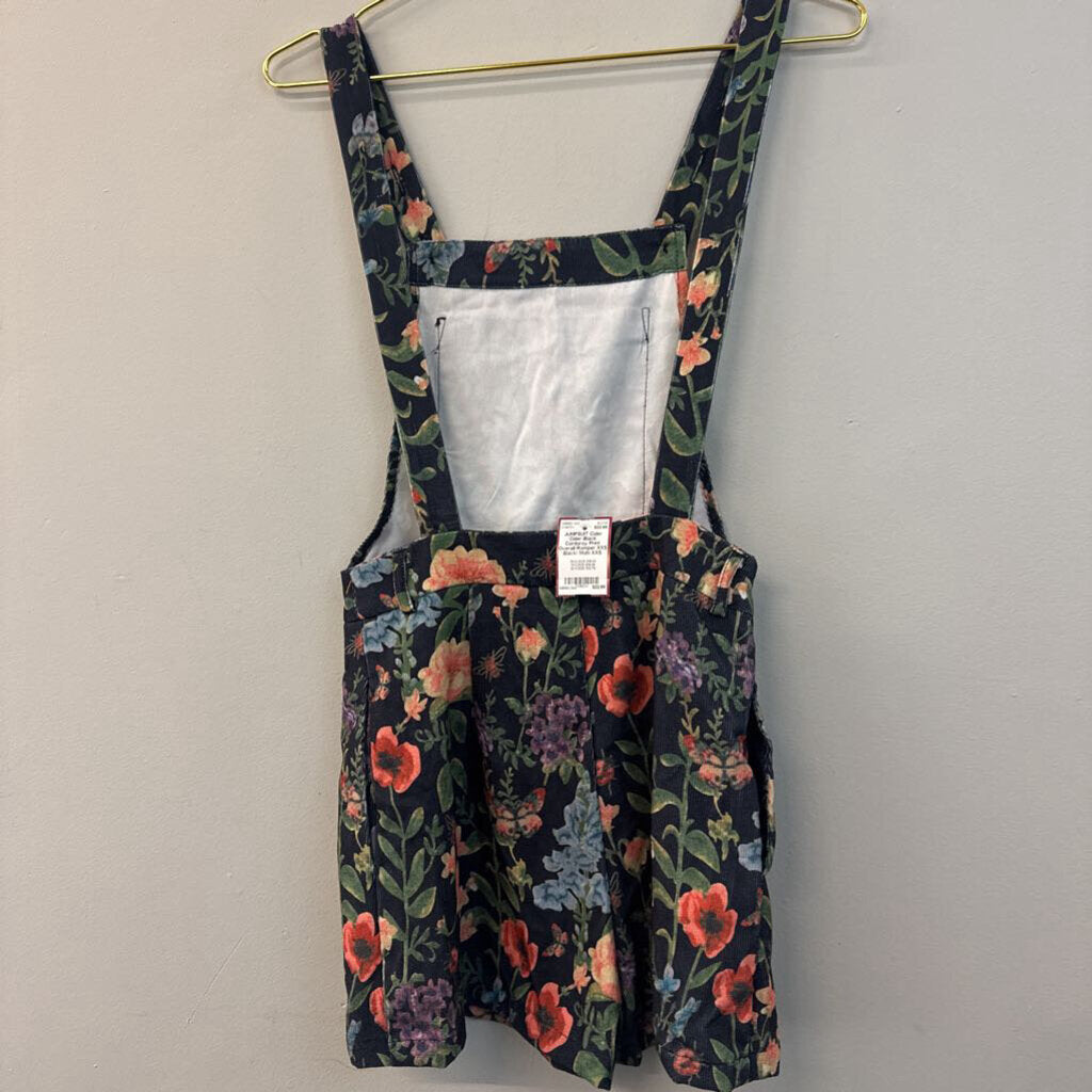 Cider Black Corduroy Print Overall Romper XXS