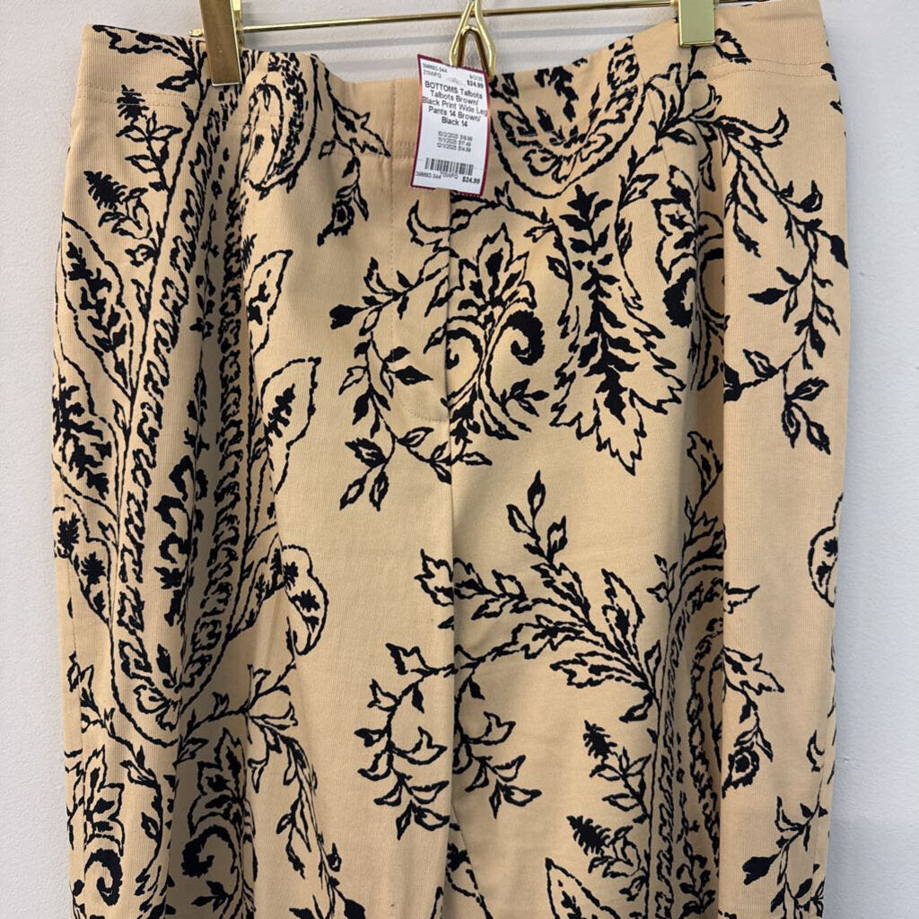 Talbots Brown/ Black Print Wide Leg Pants 14
