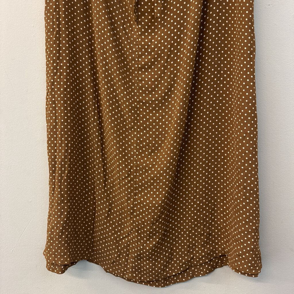 Vintage New Frontier Brown/ White Polka Dot Midi Skirt Medium