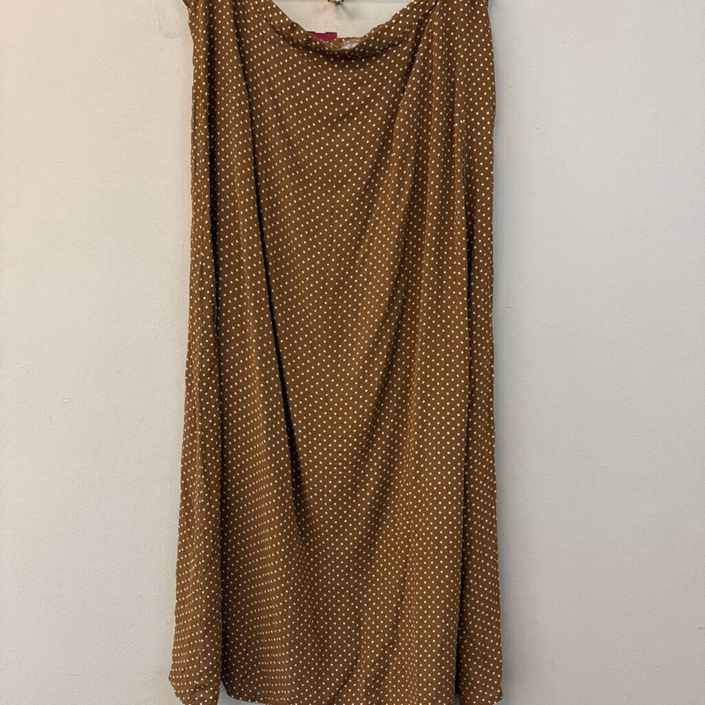 Vintage New Frontier Brown/ White Polka Dot Midi Skirt Medium