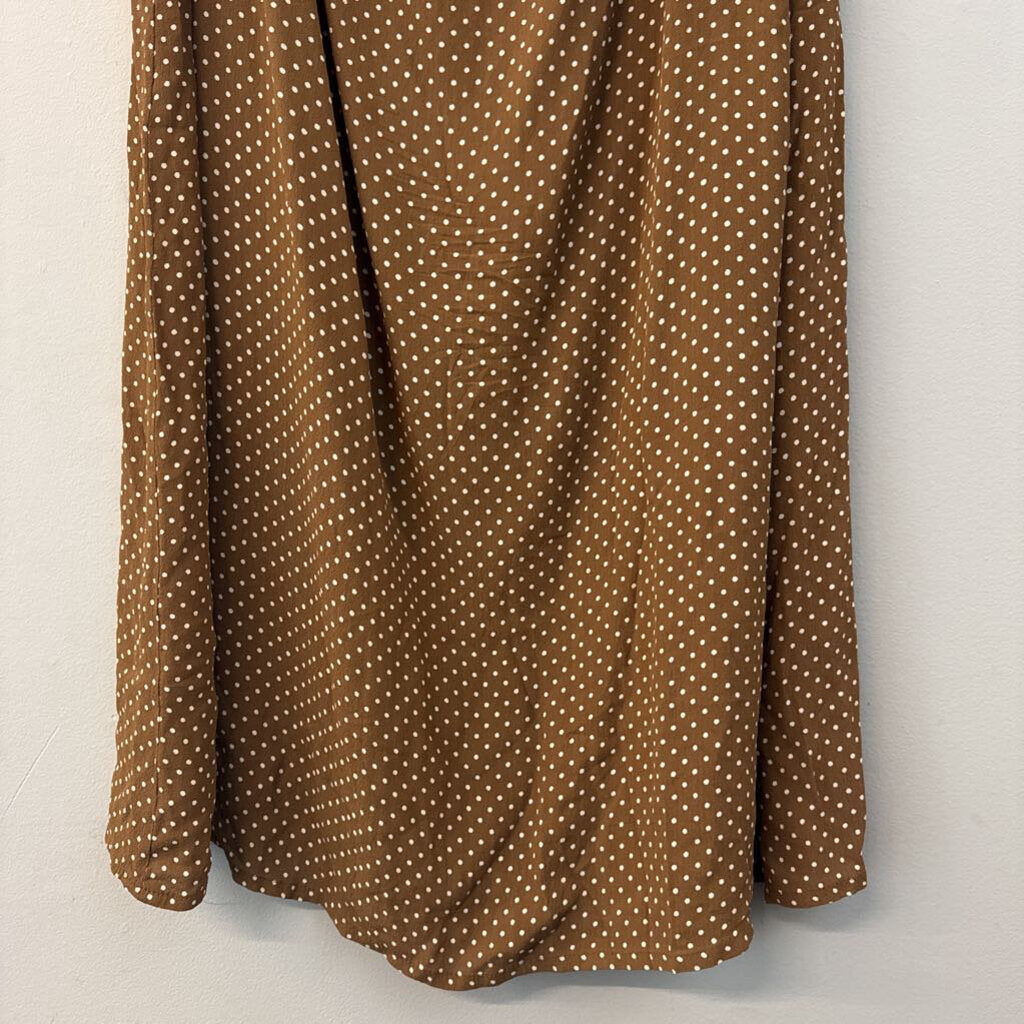 Vintage New Frontier Brown/ White Polka Dot Midi Skirt Medium