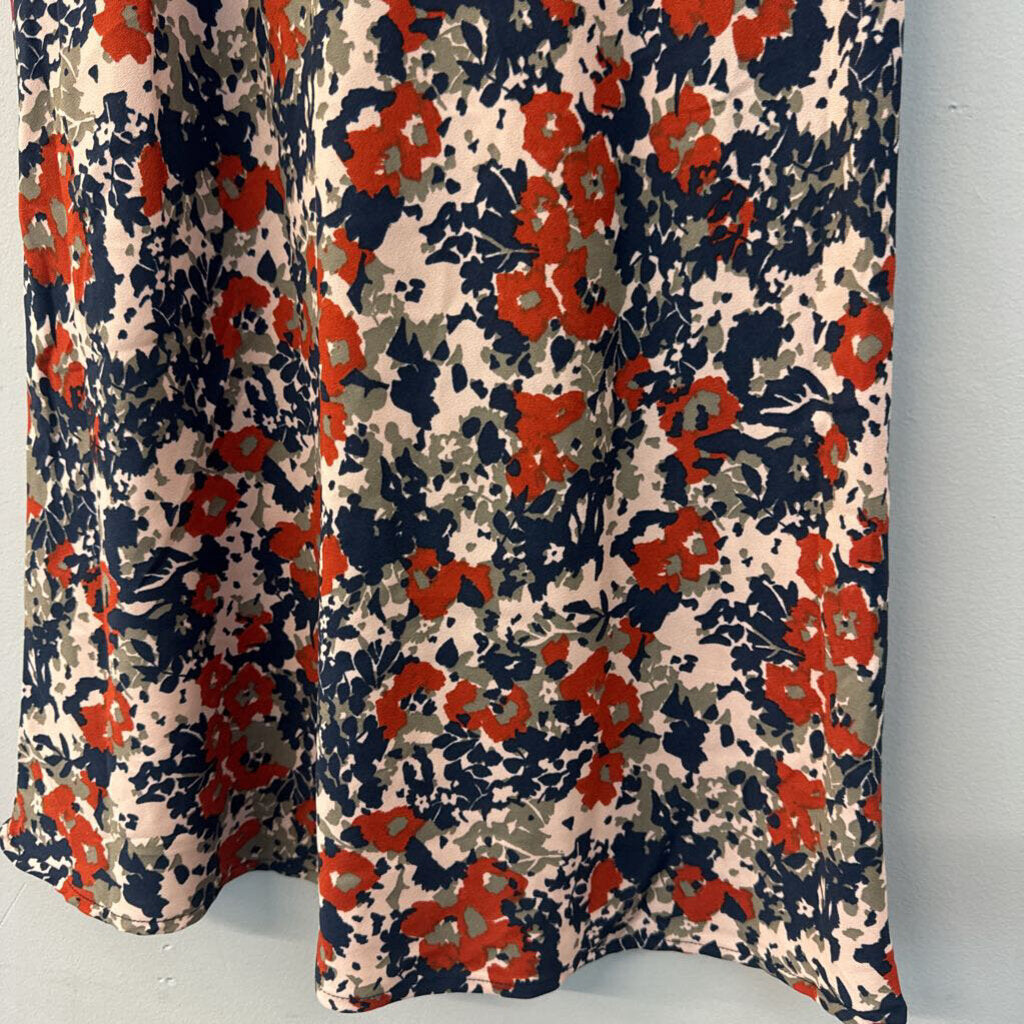 Prana Navy/ Pink Print Midi Skirt Extra Small
