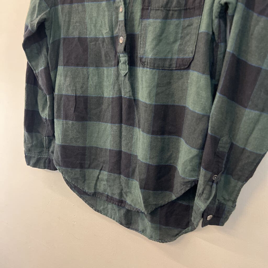 Abercrombie and Fitch Green Gingham Henley Long Sleeve Top Extra Small