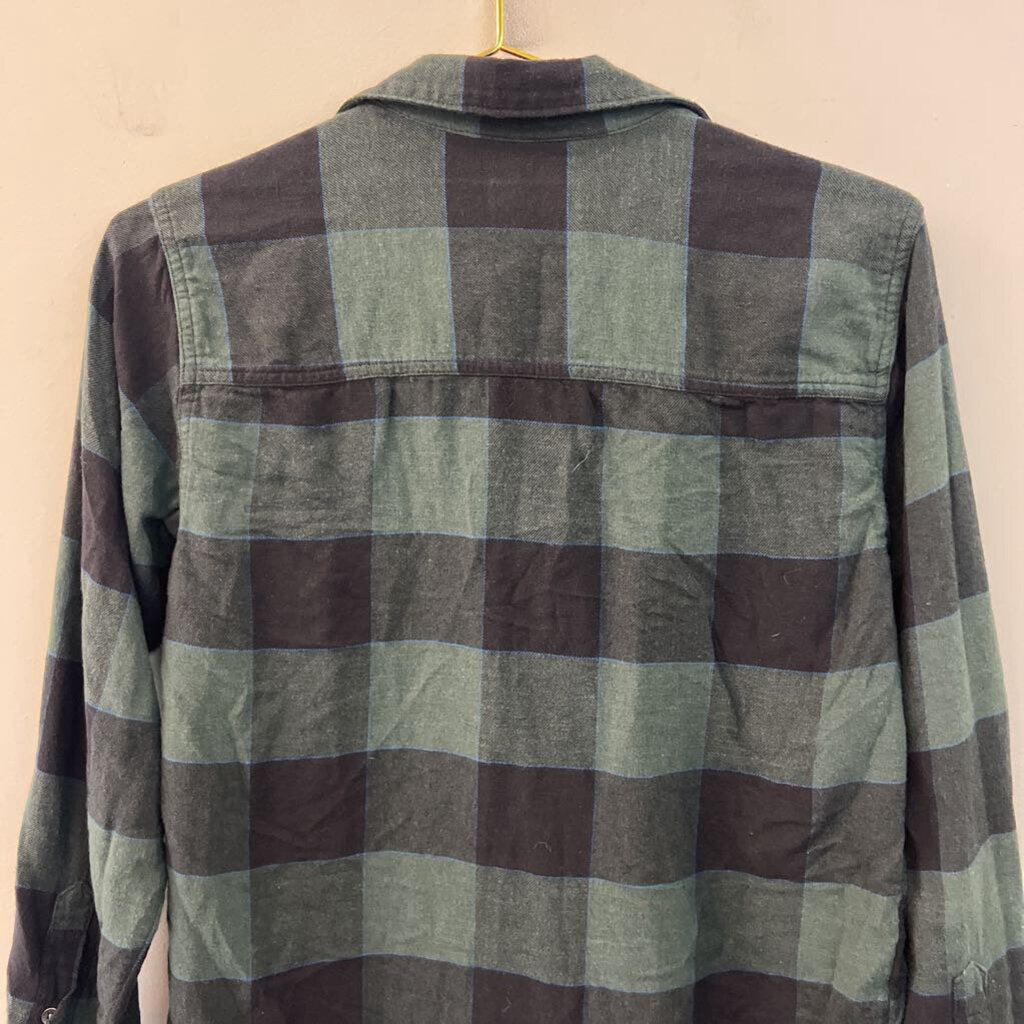 Abercrombie and Fitch Green Gingham Henley Long Sleeve Top Extra Small