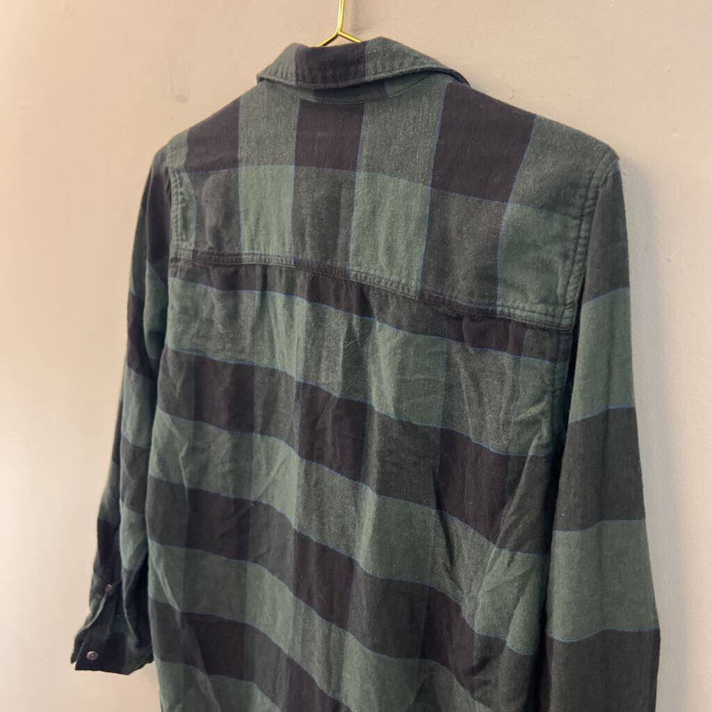Abercrombie and Fitch Green Gingham Henley Long Sleeve Top Extra Small