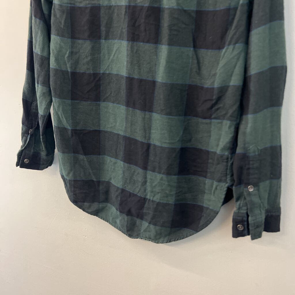 Abercrombie and Fitch Green Gingham Henley Long Sleeve Top Extra Small