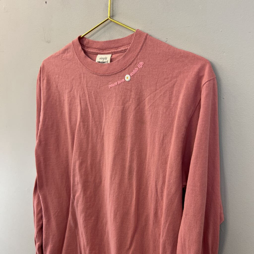 Simply Southern Pink Nurse Life Long Sleeve Graphic Tee Medium