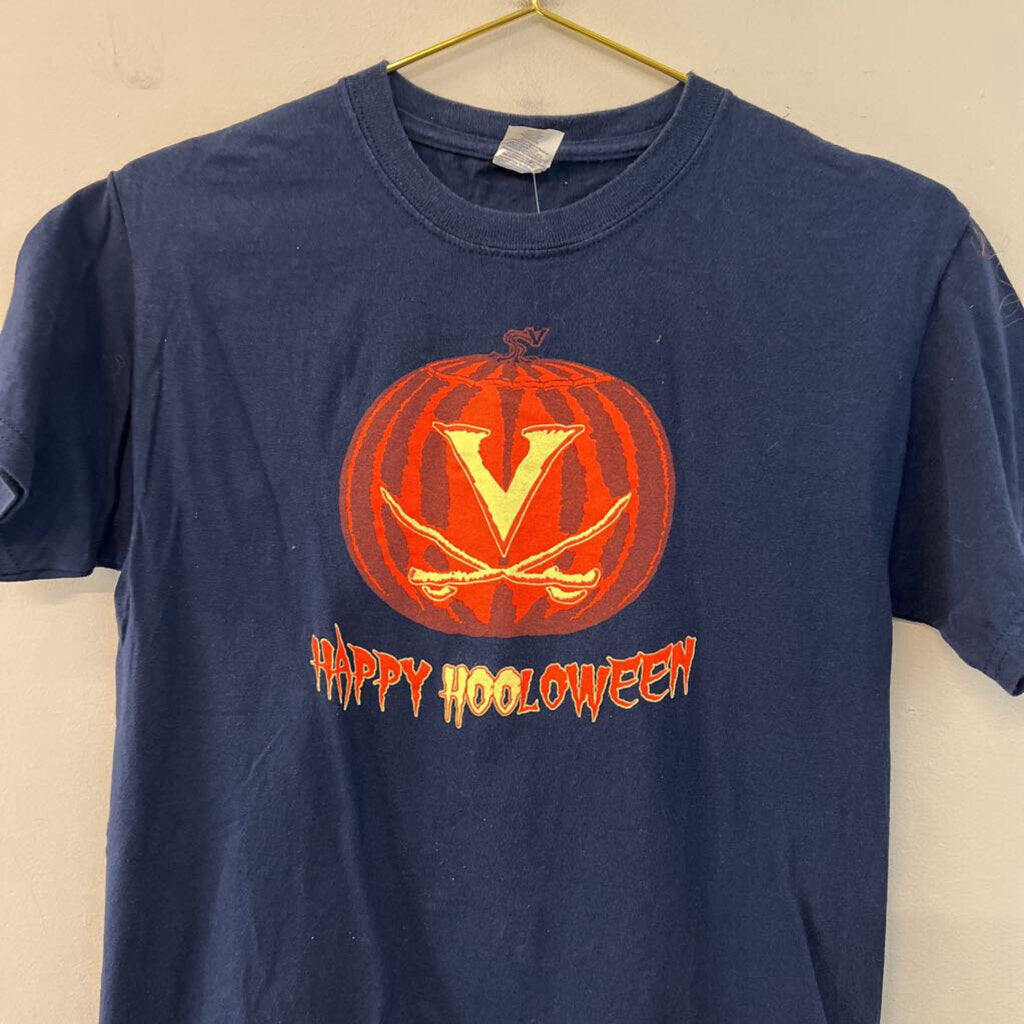 Navy/ Orange UVA Happy Halloween Short Sleeve Graphic Tee Small