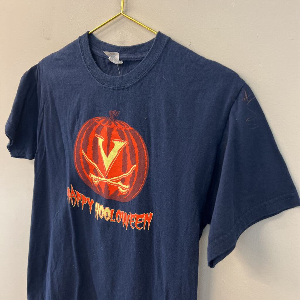 Navy/ Orange UVA Happy Halloween Short Sleeve Graphic Tee Small