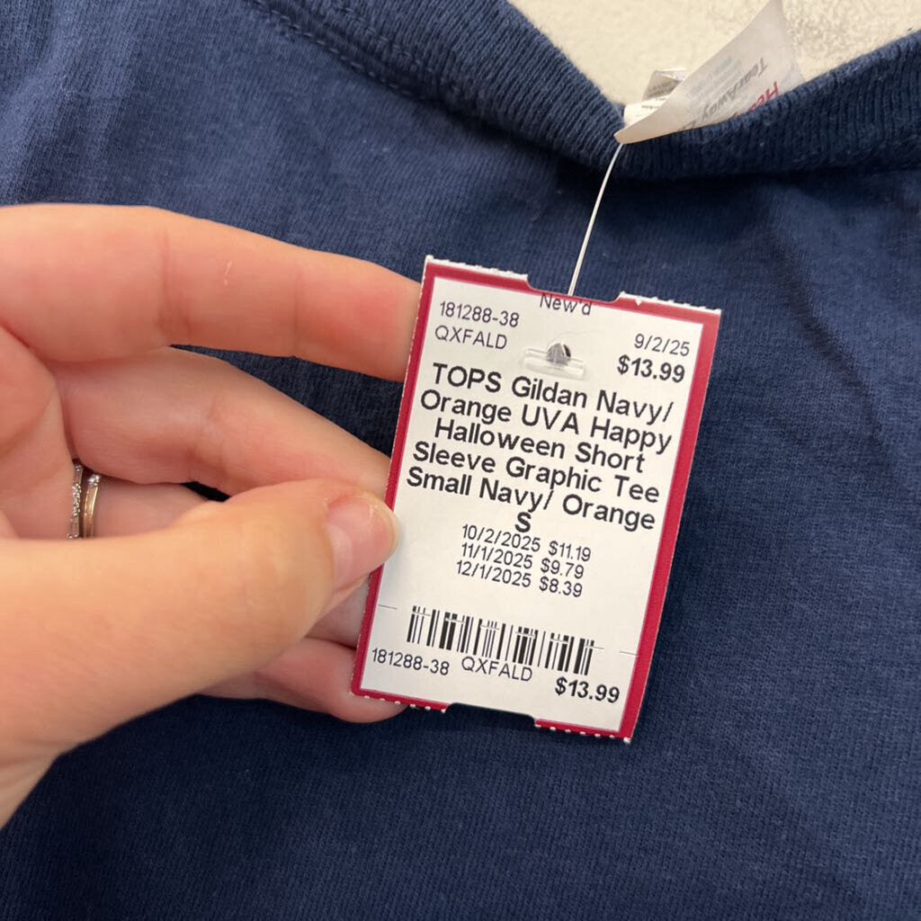 Navy/ Orange UVA Happy Halloween Short Sleeve Graphic Tee Small