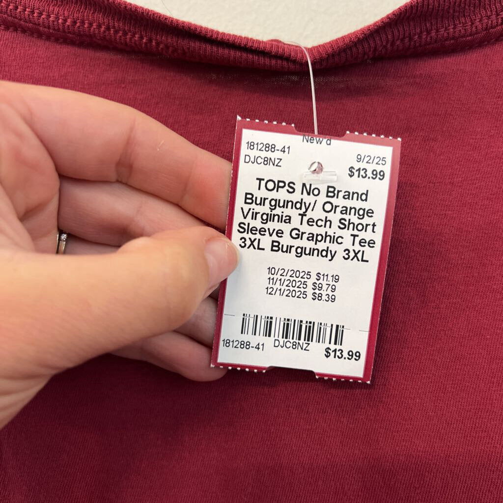 Burgundy/ Orange Virginia Tech Short Sleeve Graphic Tee 3XL