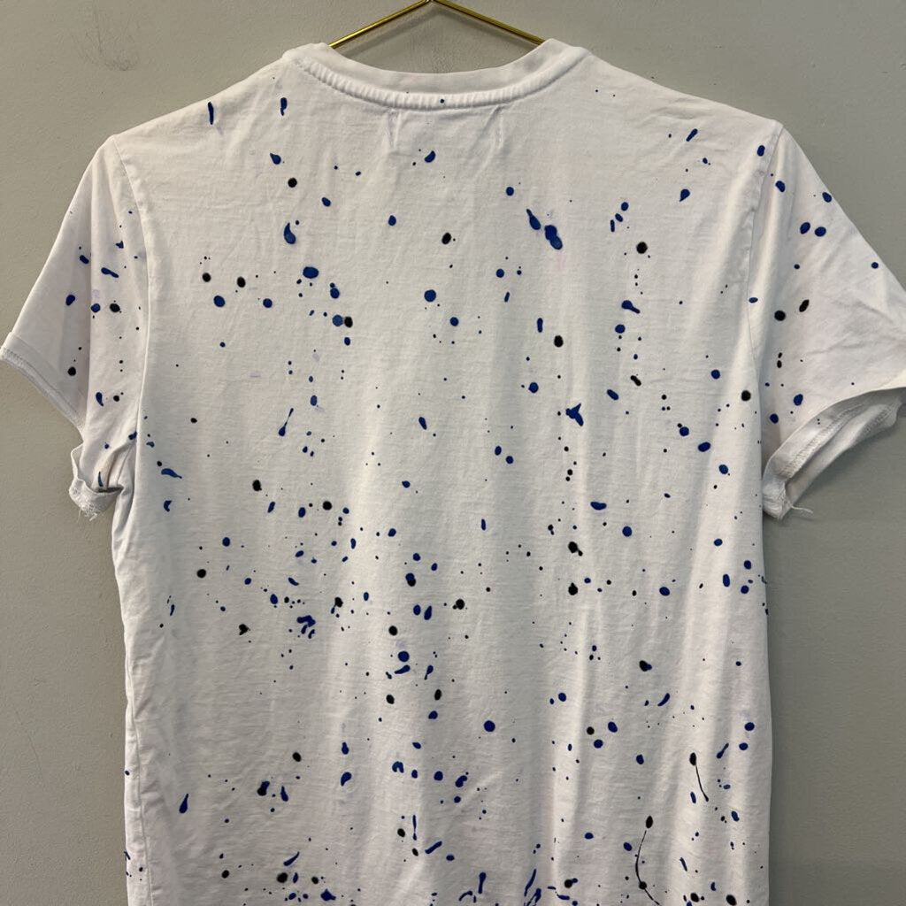 GFTD Los Angeles White/ Black Road To Riches Embellished Short Sleeve Graphic Tee Small