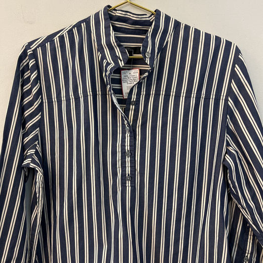 J Crew Blue/ Cream Striped Long Sleeve Henley Top 8